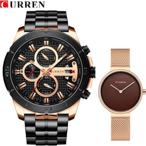 CURREN Fashion Brand Brand Lovers Watch Pair Men Women Ladies Couples Waterproof Quartz Watches Set Wristwatches Femininos