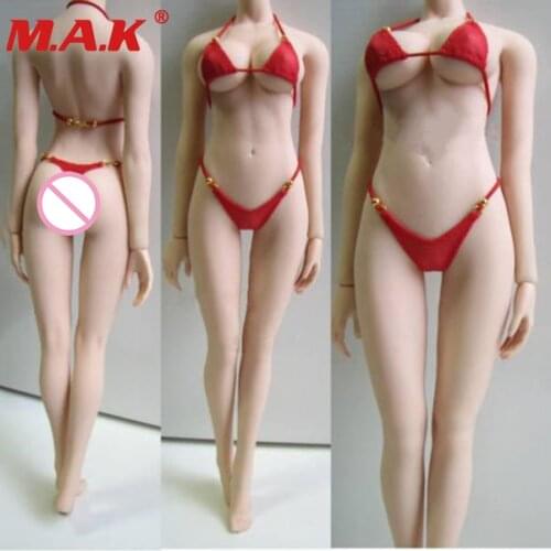 Custom 1/6 Scale Figure Clothes Accessory Sexy Bikini Swimsuit Underpants Bra Clothes Black/Red Color Model for Female Figure