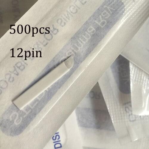 500PCS 12 Flex Laminas Tebori 12 Microblading Needles Pins Permanent Makeup Eyebrow Tatoo Blade For Manual Tattoo Pen Machine
