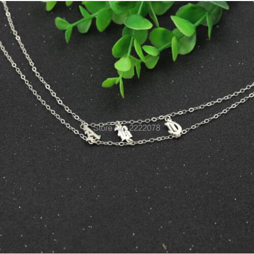 Solid Silver 3 initals pendant Choker Necklace Personalized Name Fashion Jewelry Collar de nombre