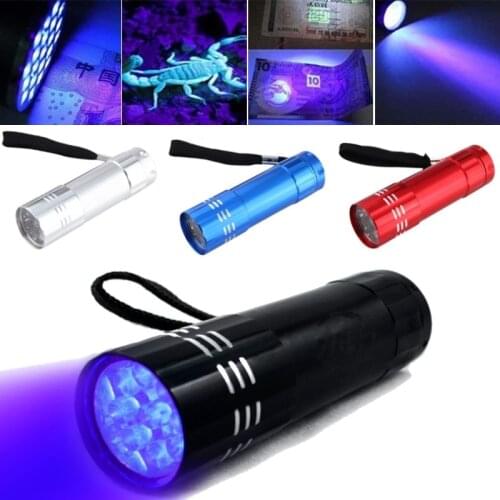 Mini UV ULTRA VIOLET 9 LED Flashlight Torch 4.5v Light Waterproof Aluminum Lamp Outdoor Portable Tactical Lighting UV Flashlight