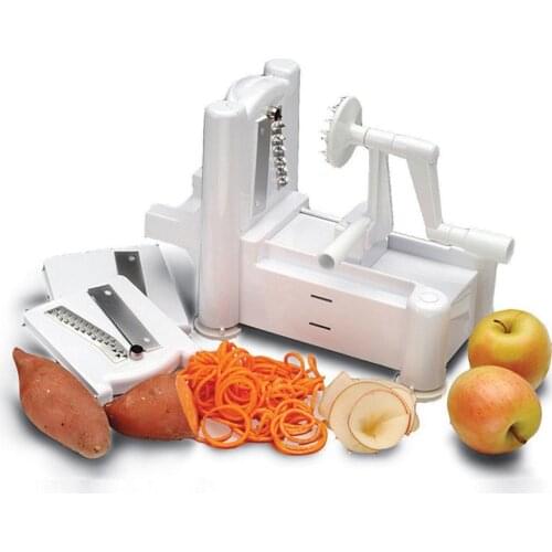 VEGETABLE CUTTER MULTIPURPOSE ALL-IN-ONE SHREDDERS SLICERS MACHINE HAND SHAKER ROTATABLE NICER CARROT ZUCCHINI SPIRAL SLICER