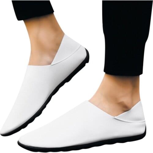 Fashion Casual Shoes Men Pu Leather Stitching Lazy Shoes Shallow Mouth Soft Casual Shoes Solid Shoes Fashion Shoes Men#G30