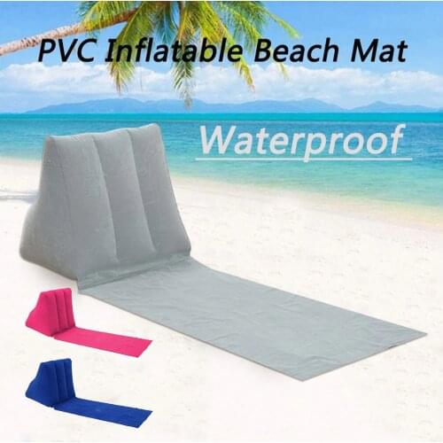 Inflatable Beach Mat Camping Lounger Back Pillow Flocking Triangle Cushion Chair Seat Air Bed OutdoorTravel Accessories