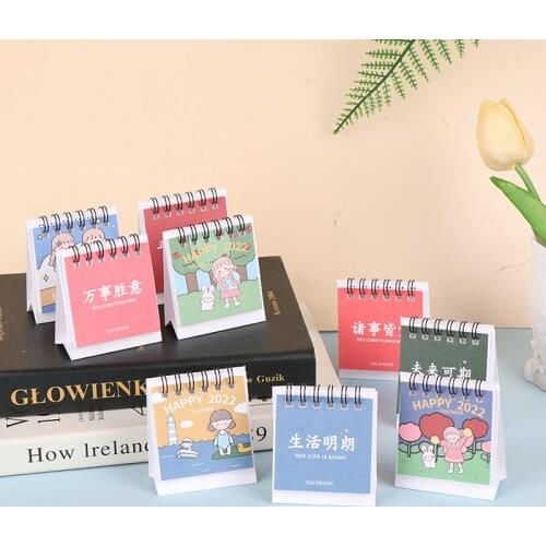 1 Pcs Mini Desktop Calendar 2022 Kawaii Yearly Agenda Organizer Calendar Dual Daily Scheduler Weekly Table Planner