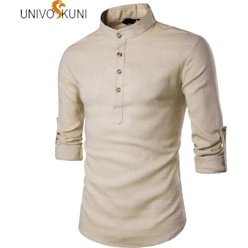 New Spring Fashion Men Shirt Fit Slim Long Sleeve Standing Collar Shirts Homme Casual Solid Moda Camisas Europe Size Men Clothes