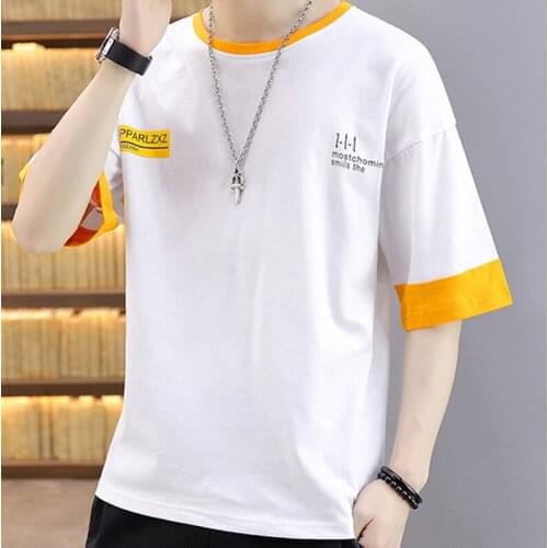 2021 Summer New Patchwork Men T-shirts Tees Tops O-Neck Slim Fit 3 Colors Short Sleeves High Quality Plus Size 3XL