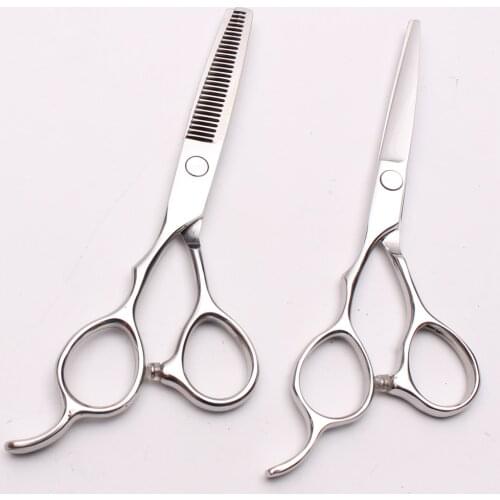 Left Hand 6" 17.5cm Engraving Logo Shiny Hair Scissors Thinning Shears Cutting Scissors Professional Hairdressing Scissors C8000