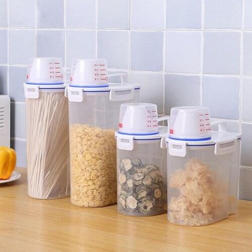 Plastic High Quality Clear Measuring Cup Rice Storage Bin Durable Cereal Containers Water Proof for Sugar