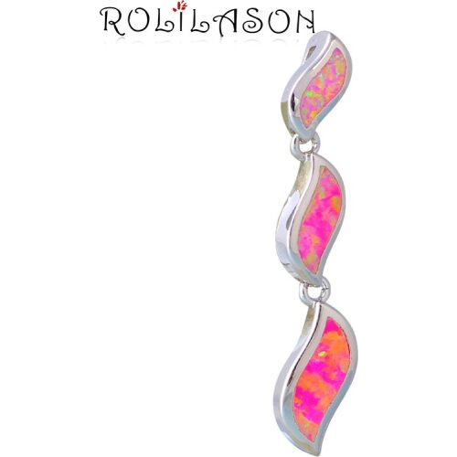 Pink Fire Opal Sterling Silver Fashion Jewelry Wave Pendant OP588