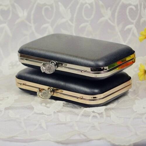Silver color Ring On top metal box clutches purse frame with black plastic covers obag handbag accessories purse frames handles