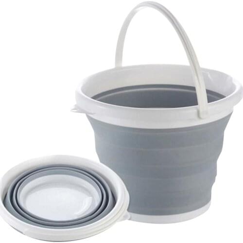 10L Folding Bucket Collapsible Water Container Silicon Round Tub Portable Fishing Water Pail Storage for Camping BBQ Car Washing