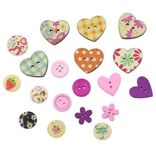New 2016 40g Round Love Heart Mixed Design 2 Holes Sewing Buttons DIY Scrapbooking C1LD