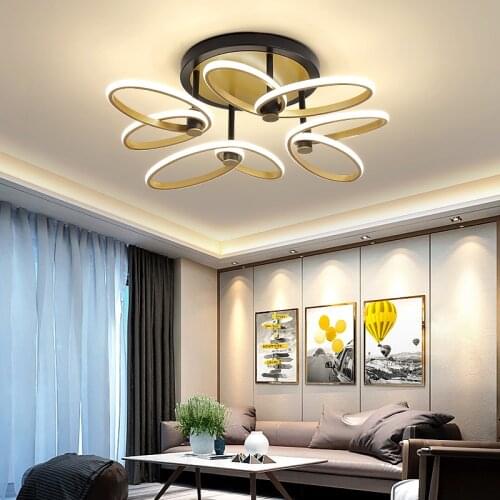 Modern Living Room Bedroom Kitchen Dining Table Bar Gold Petal LED Ceiling Lights Indoor Home Decorative Lighting Lamps Fixtures