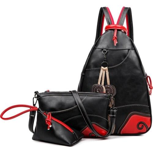 Women Double Compartment Chest Bag 3 Pieces Set With Small Crossbody and Wristlet