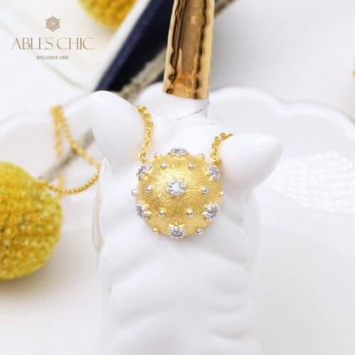 18K Gold Tone Renaissance Starry Half Dome Pendant 925 Solid Silver Light Weight Babysbreath Flower Wedding Necklace C11N3S25325