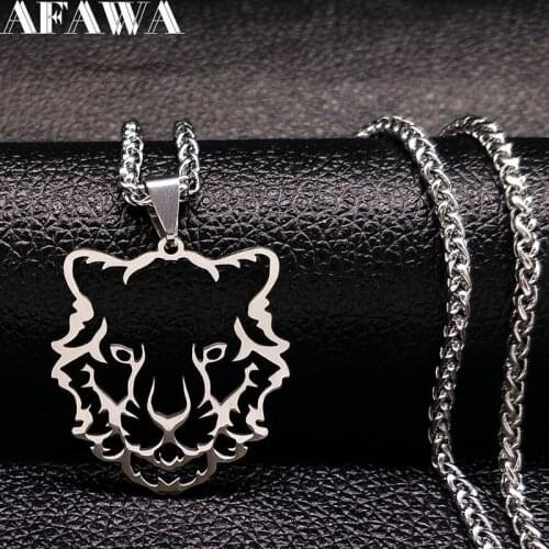 2021 Fashion Tiger Stainless Steel Pendant Necklace Jewerly Long Silver Color Chocker Necklace Jewelry collares hombre N17842