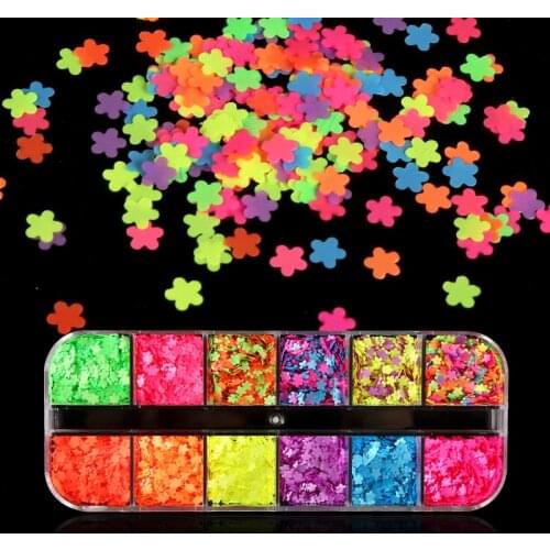 3D Neon Nail Sequins Summer 3MM Flowers Shape Glitter Flakes For Nail Art Decorations French Charms Polish Manicure RK140141