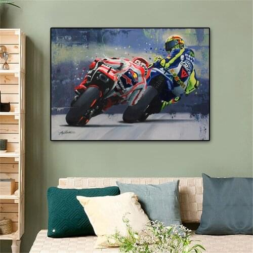 Abstract Oil Prints Poster Motorcycle Canvas Painting Posters Print Cuadros Wall Art Picture for Living Room Home Decoration