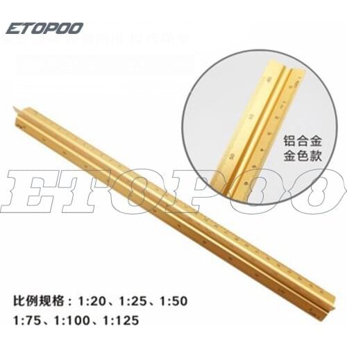 1:20/25/50 /75/100/125 12 Inch Aluminum Triangular Ruler Engineers Scale Drafting Tools Students Measuring Tool Rulers