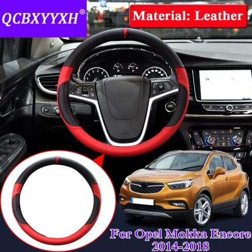 Car Styling PU Steering Wheel Hub Cover For Opel Mokka Encore 2014-2018 Car Steering Wheel Cover Internal Decoration Accessories