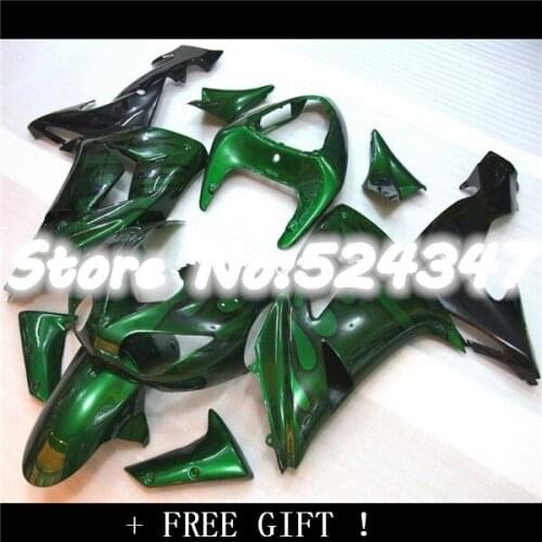 Free Shipp fairing kit for KAWASAKI ZX-10R 06 07 ZX10R 2006-2007 ZX 10R 06-07 2006 2007 Green Flames for Ninja-Nn