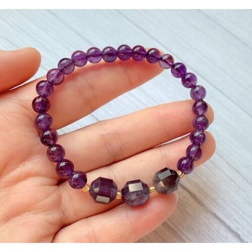 Reiki Healing Natural Gem Stone Beads Strand Bracelets Faceted Ball Charms Real Amethysts Pink Crystal Sodalite Quartz Bracelets