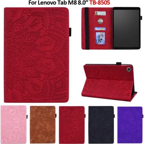 Coque For Lenovo Tab M8 Case 8 inch Tablet Flower 3D Emboss Leather Cover Funda For Lenovo Tab M8 TB-8505 TB 8505F 8505X 8505I