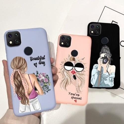 For Redmi 9C NFC Case Girls Series Plain Candy Color Liquid Silicone Back Cover For Xiaomi Redmi 9C 9 C redmi9c Cover Bumper