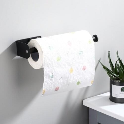 Black Towel Hanger Wall Mounted Towel Holder Bathroom Black Paper Holder Towel Rail 304 Stainless Steel Paper Holder