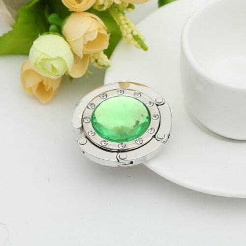 By dhl 200pcs practical Portable Folding Table Desk Hanging Clip Crystal Alloy Purse Handbag Bag Hanger Hook Holder