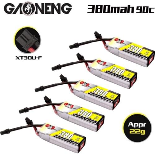 1-5PCS Gaoneng GNB 2S 7.6V 380mah 90C/180C HV Lipo battery with XT30U-F Plug for BETAFPV Beta75X 2S Beta65X 2S Whoop Drone