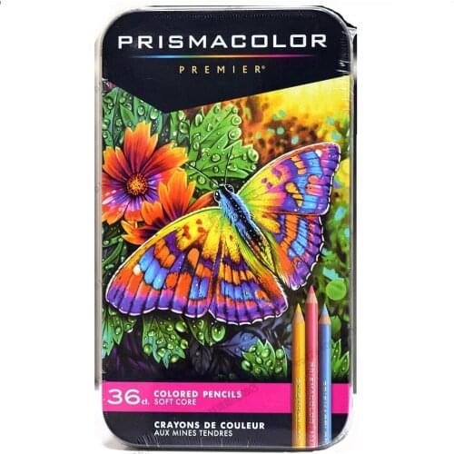 US imports of crude Sanford PRISMACOLOR soft core 36 colours Color lead paint design art oily pencil 3.8MM big core iron box