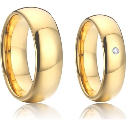 Classic Domed Tungsten Carbide Ring Jewelry Gold Color Lovers Alliance Couple Wedding Rngs for Men and Women Anniversary Gift