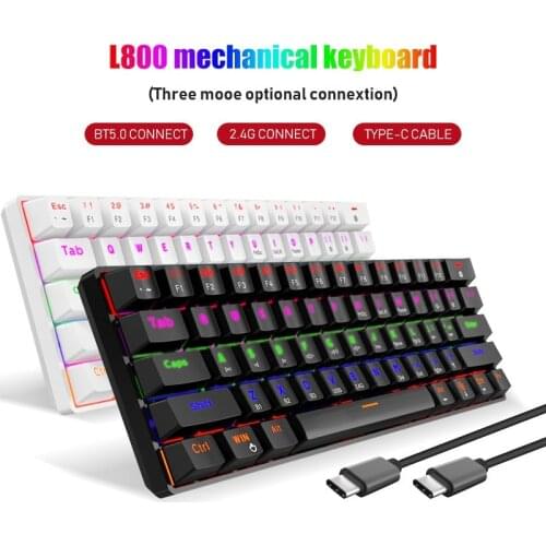 L800 Mechanical Keyboard 2.4G USB Three-mode RGB Wireless Gaming Keyboard Blue Axis 61 keys 2200mAh Long Battery Life Keyboard