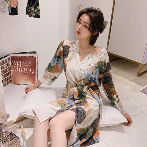 Sexy Robe Set For Women Viscose Two Piece Sleepwear Kimono Bathrobe Gown Summer New Nightwear Soft Home Clothes Lingerie