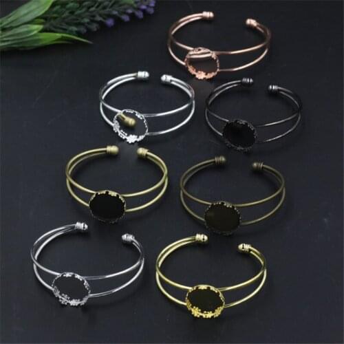5 Pieces Round 20mm Cabochon Base Bangles 7 Colors Plated DIY Bangle Blanks