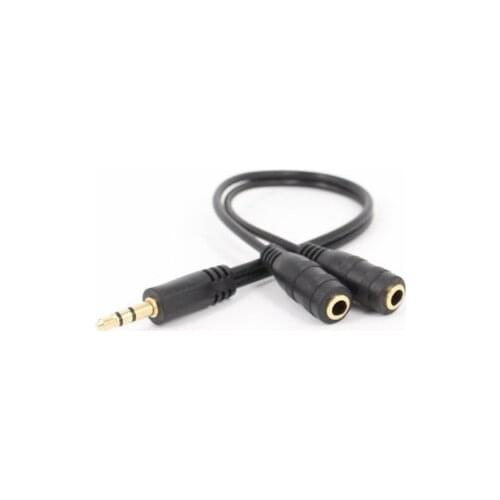 Hot 1pcs Black 3.5mm 1 in 2 Couples Audio Line Earbud Headset Headphone Earphone Splitter For Pad Phone Android Mobile MP3 MP4