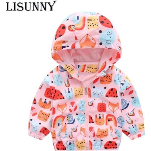 LISUNNY 2021 Spring Autumn New Childrens Clothing Girls Assault Suit Baby Zipper Shirt Coat Kids Animal Print Windbreaker 1-6y
