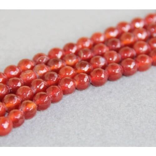 Min Order1)8mm Faceted RED Onyx beads Round shape chalcedony beads Loose DIY stones 15" Jewelry making design wholesale