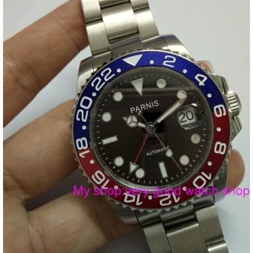 40MM PARNIS Japanese Automatic Self-Wind movement Sapphire Crystal GMT mens watch Gl25