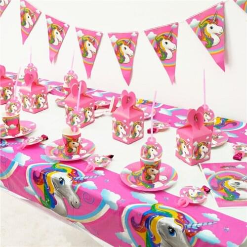 Unicorn Girl Birthday Decorations Party Supplies Set Unicorn Cake Plate Napkins Suitable Tablecloths and Baby Showers for Girls