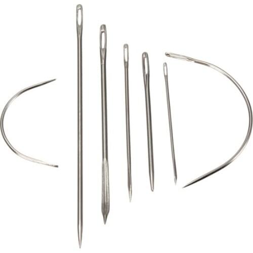 7pcs Upholstery Carpet Leather Canvas Repair Curved DIY Leather Hand Sewing Stainless Steel Pin Stitch Needles Kit