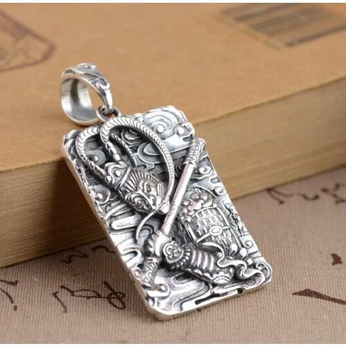 2020 new S925 Sterling Silver Pendant Jewelry Silver process fighting over the Buddha Sun Wukong Pendant NEW