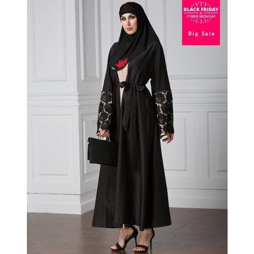 New arrival fashion muslim adult lace abaya Arab Fashion Turkey Middle East islamic Cardigan Dresse Musical Robe Ramadan wj868
