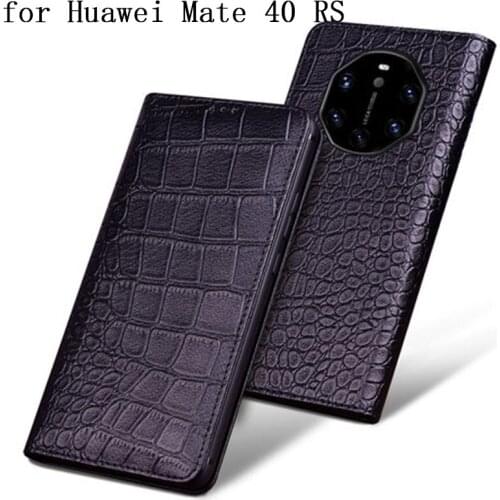 New Genuine Leather Case forHuawei Mate 40rs Luxury Cow Leather Flip Phone Skin Cover forHuawei Mate 40 RS Crocodile Funda coque