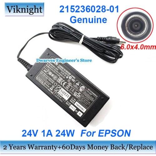 Genuine 215236028-01 24V 1A 24W AC Adapter Laptop Charger For EPSON A462E Power Supply 6.0x4.0mm