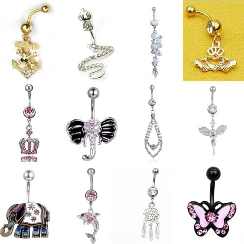 2019 Hot Vintage Ethnic Style Belly Button Rings Anti-allergy Stainless Steel Navel Piercing Trendy Sexy Lady Body Jewelry Gift