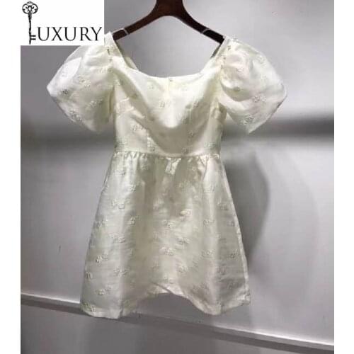 Party 2020 Autumn Novia Dresses Ladies Sexy Off Shoulder Embroidery Flower Patterns Puff Sleeve Slim A-Line Princess Girl Dress