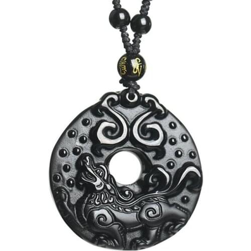 The natural obsidian PI xiu safe buckle pendant men and women crystal jewelry gifts for men and women Fine jewelry